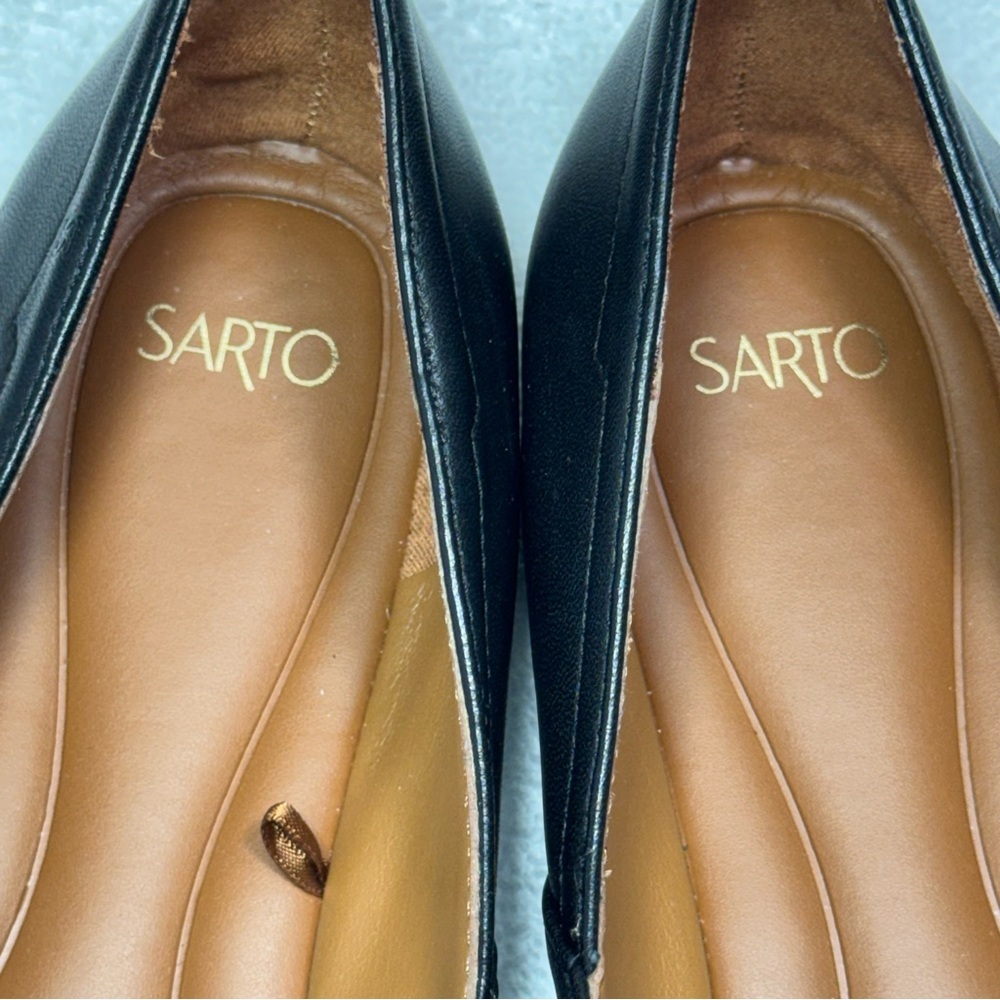 Franco Sarto Adelina Black Leather Square Toe Ballet Flats Size 8.5 - Picture 10 of 12